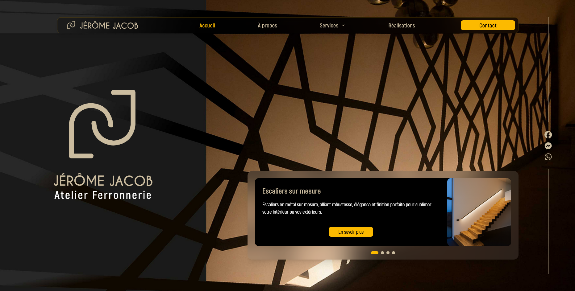 Capture d'écran du site Jérôme Jacob Atelier Ferronnerie