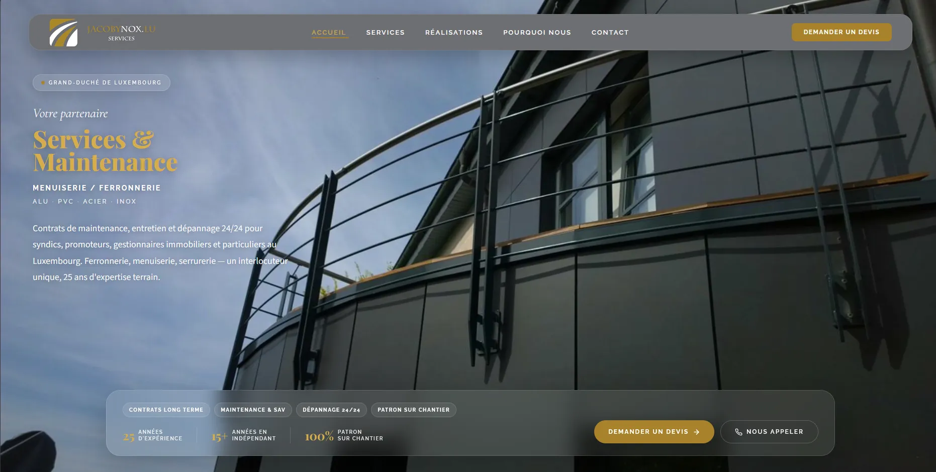 Site Jacobynox, ferronnerie, menuiserie & serrurerie Luxembourg