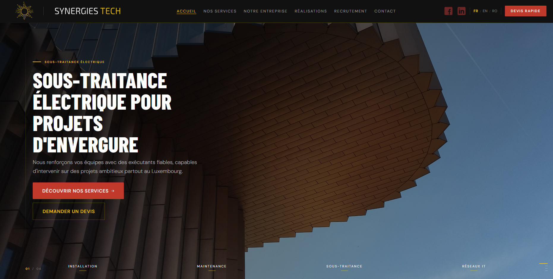 Site et interface Synergies Tech