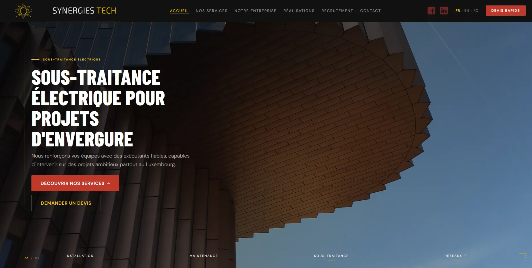 Site et interface Synergies Tech